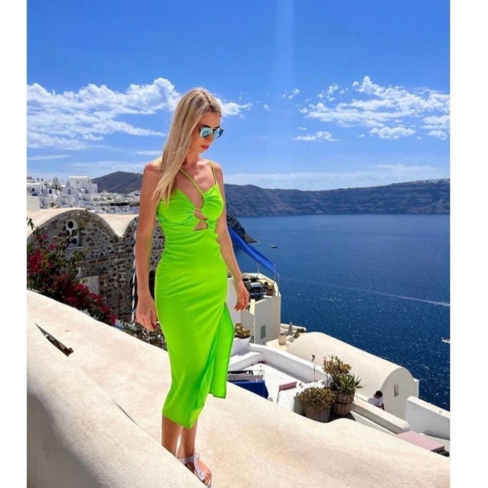 H&M Cut Out Dress Green New